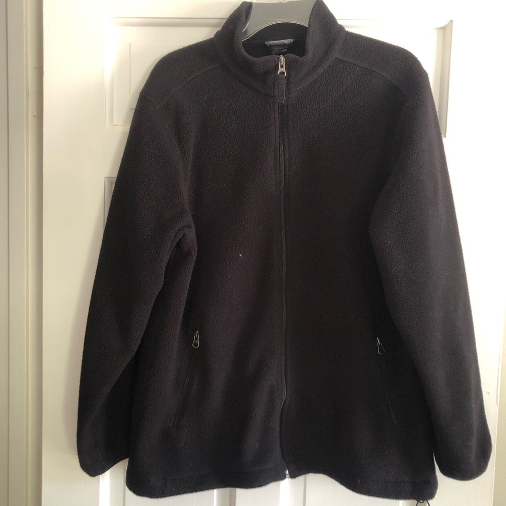 Lands' End Black Full-Zip Lightweight Fleece Jacket